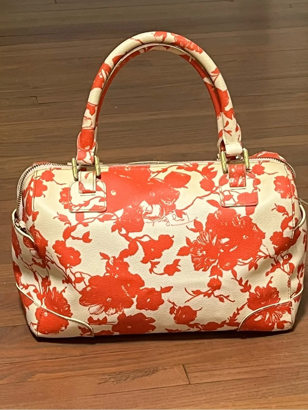 Tory Burch Robinson Floral poppies printed canvas by Dome Satchel bag